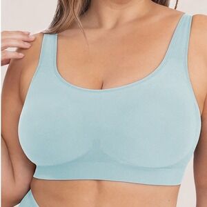 Shapermint Essentials Everyday Comfort Straps Wireless Shaping Bra Light Blue L